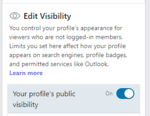 picture of edit visibility for your LinkedIn public profile